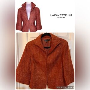 Lafayette 148 New York Women's Wool Tweed Cropped Blazer - Size 6